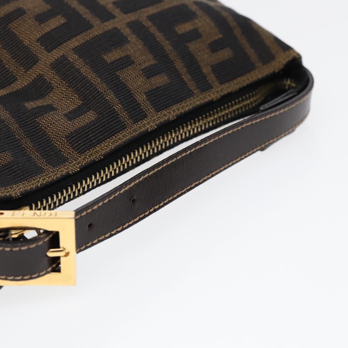 FENDI Zucca Canvas Hand Bag Brown Black gold84622