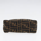 FENDI Zucca Canvas Hand Bag Brown Black gold84622