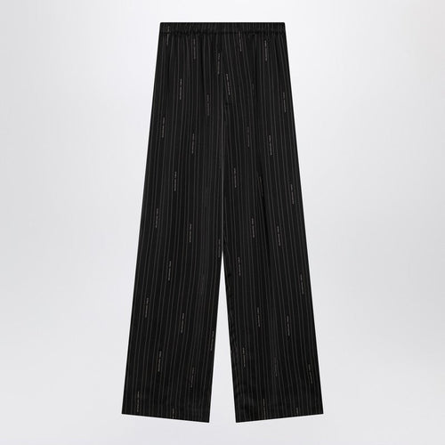 Balenciaga Soft Pinstriped Black Pants With Logo Women