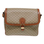 CELINE Macadam Canvas Shoulder Bag Beige Auth 84756