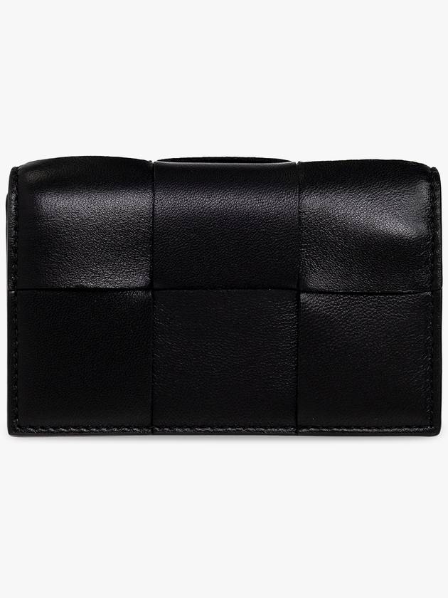 Bottega Veneta Intrecciato Flap Card Wallet Black