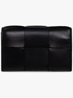 Bottega Veneta Intrecciato Flap Card Wallet Black