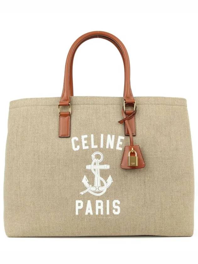 CELINE Anchor Print Cabas Tote Bag Beige