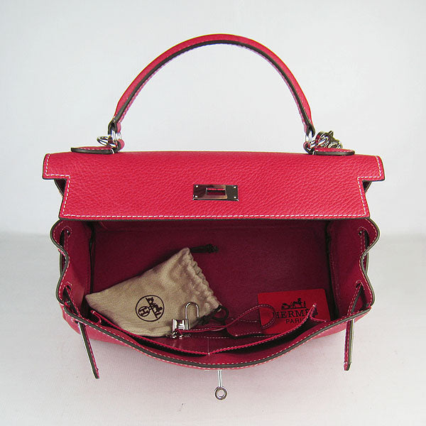 Hermes Kelly 32cm Togo Leather Handbag Red/Silver