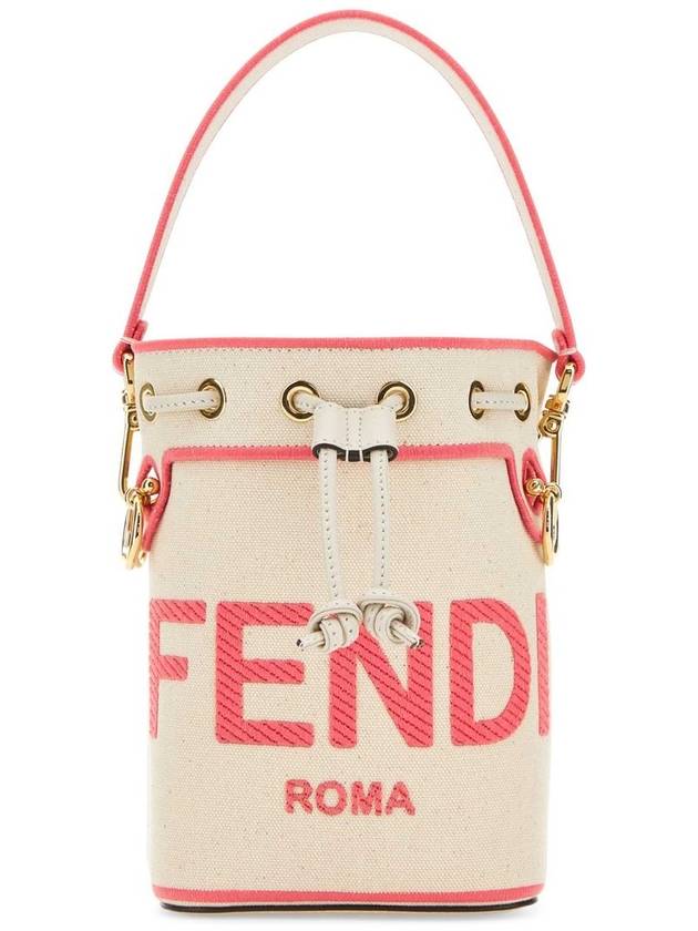 Fendi Roma Mon Treso Mini Canvas Bucket Bag Beige