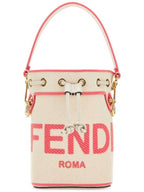 Fendi Roma Mon Treso Mini Canvas Bucket Bag Beige