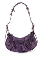Balenciaga Metallic Le Cagol XS Lambskin Shoulder Bag Purple