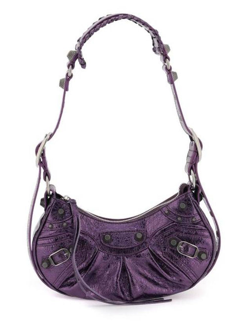Balenciaga Metallic Le Cagol XS Lambskin Shoulder Bag Purple