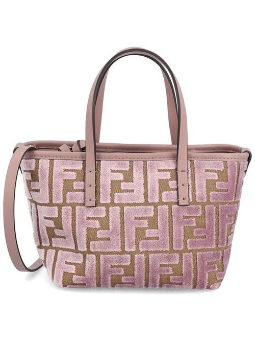 Fendi Roll FF Jacquard Velvet Tote Bag Pink