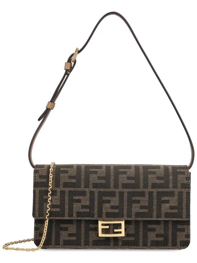 Fendi Baguette FF Fabric Shoulder Long Wallet Brown
