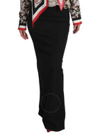 Balenciaga Women's Wool Slit Long Skirt Black