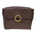 CELINE Macadam Canvas Shoulder Bag PVC Leather Brown Auth 85007
