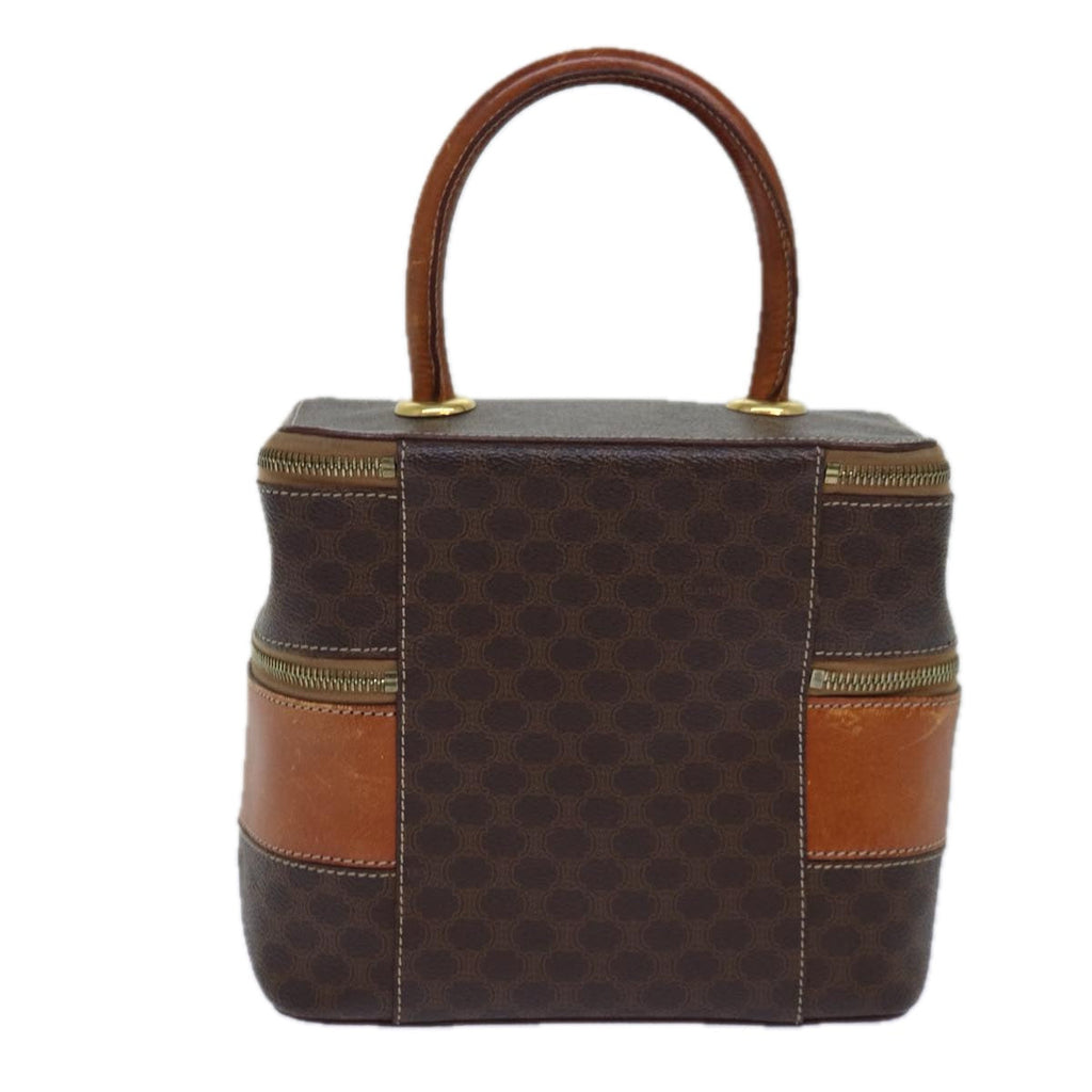 CELINE Macadam Canvas Vanity Hand Bag PVC Brown Auth 85009