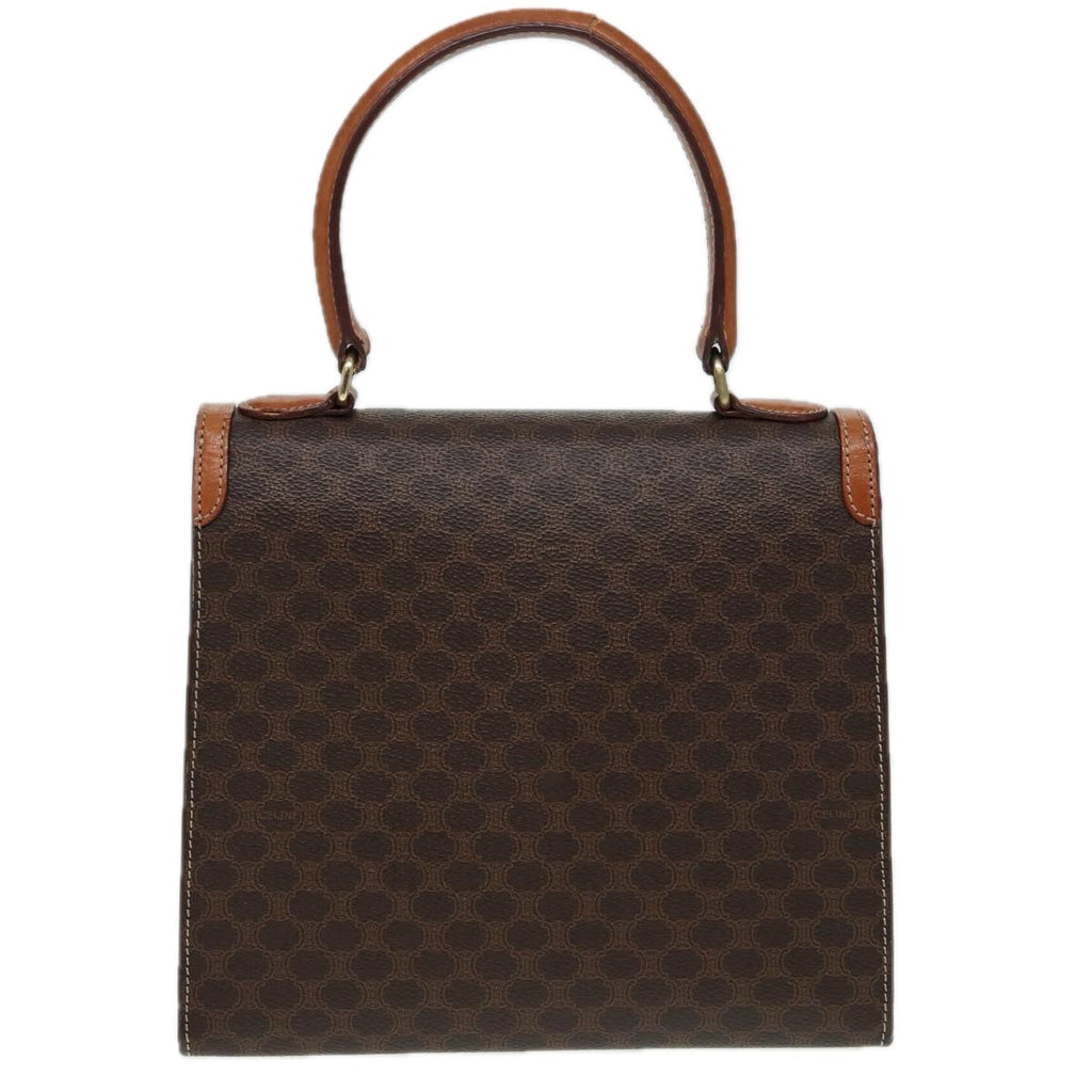 CELINE Macadam Canvas Hand Bag PVC Leather Brown Auth 85010