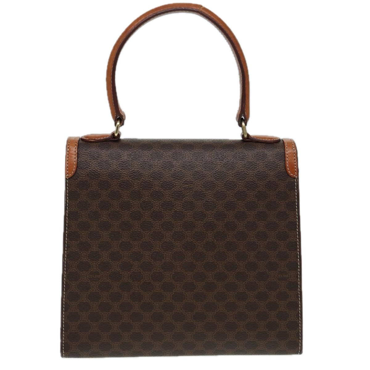 CELINE Macadam Canvas Hand Bag PVC Leather Brown Auth 85010
