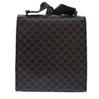 CELINE Macadam Canvas Shoulder Bag PVC Leather Black Gold Auth 85105