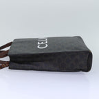CELINE Triomphe Canvas Hand Bag PVC 2way Black Gold Auth 85281