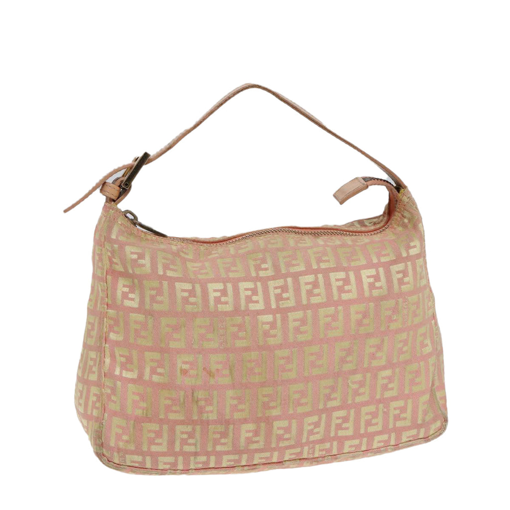 FENDI Zucchino Canvas Hand Bag Pink Gold85309