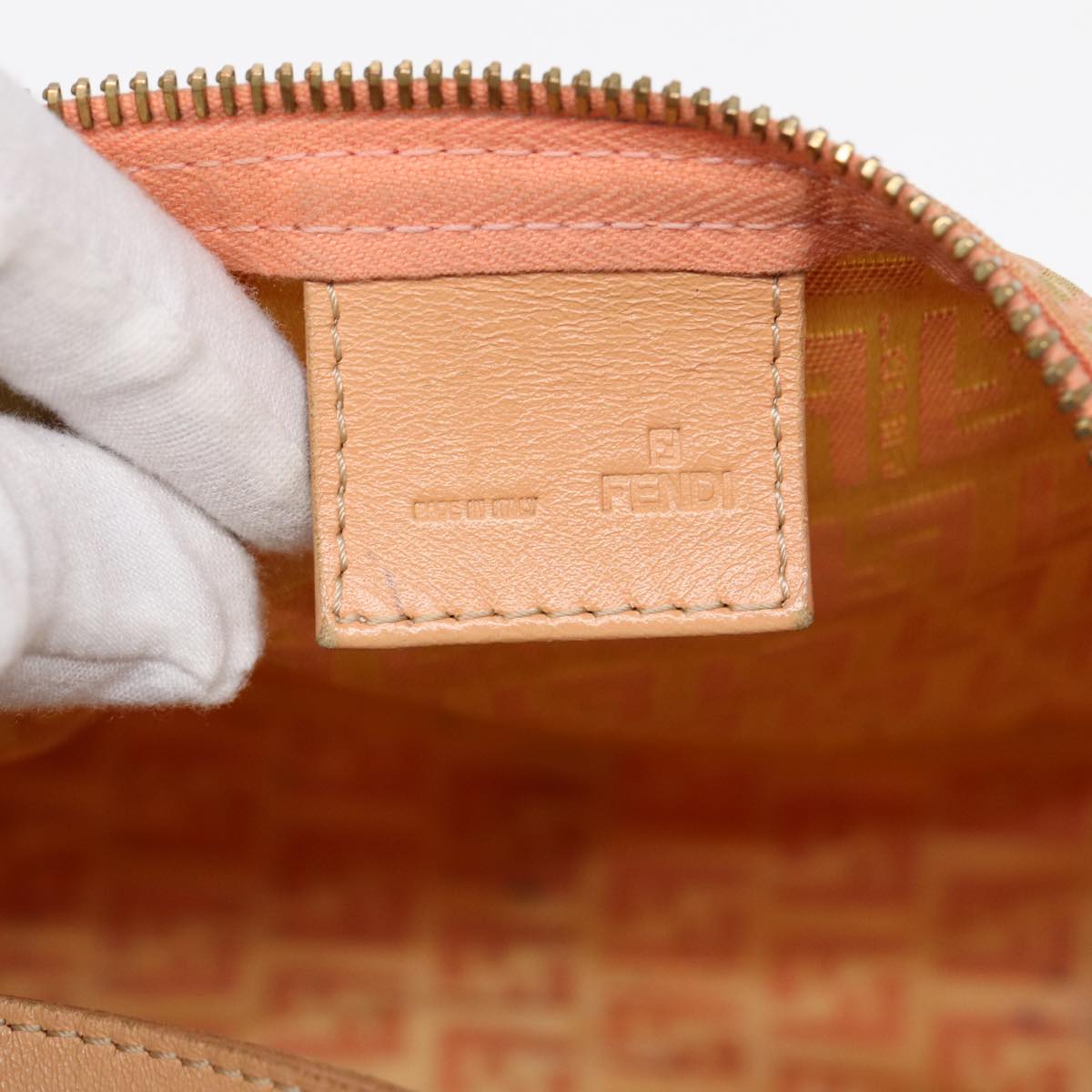 FENDI Zucchino Canvas Hand Bag Pink Gold85309