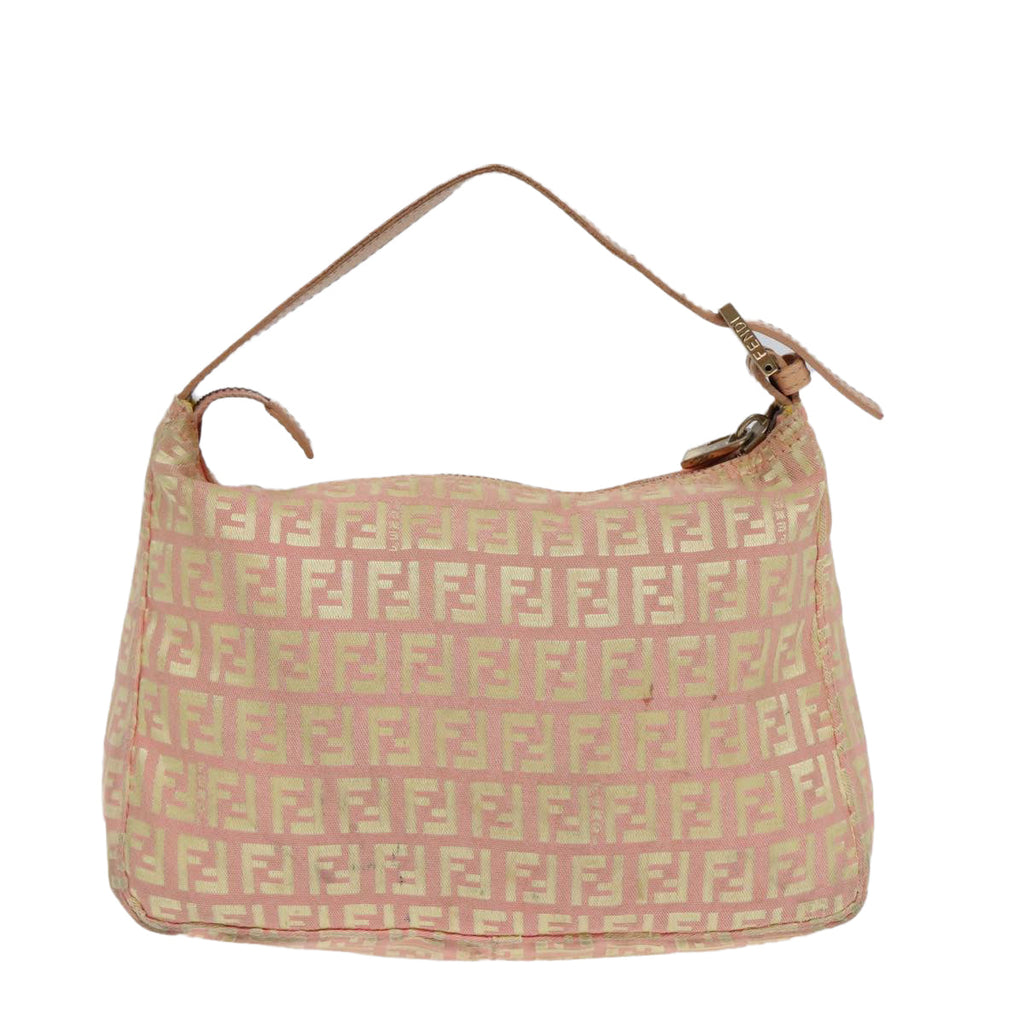 FENDI Zucchino Canvas Hand Bag Pink Gold85309