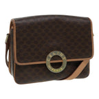 CELINE Macadam Canvas Shoulder Bag PVC Leather Brown Gold Auth 85341