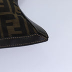 FENDI Zucca Canvas Clutch Bag Brown Black gold85411