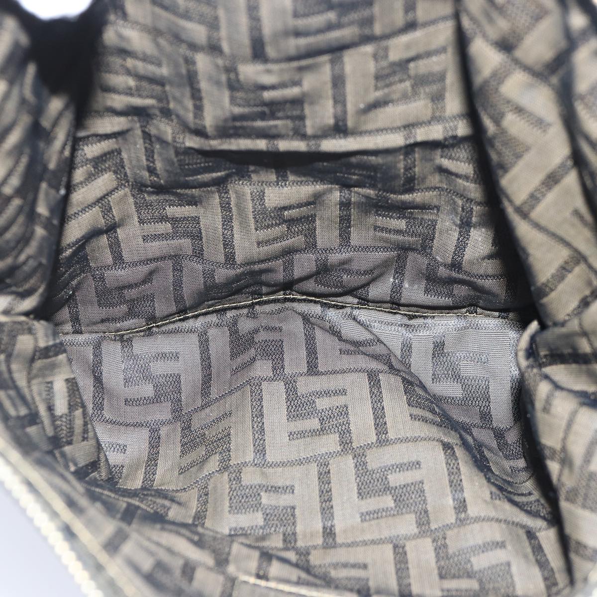 FENDI Zucca Canvas Clutch Bag Brown Black gold85411