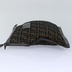 FENDI Zucca Canvas Clutch Bag Brown Black gold85411