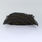 FENDI Zucca Canvas Clutch Bag Brown Black gold85411