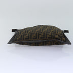 FENDI Zucca Canvas Clutch Bag Brown Black gold85411