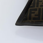 FENDI Zucca Canvas Clutch Bag Brown Black gold85411