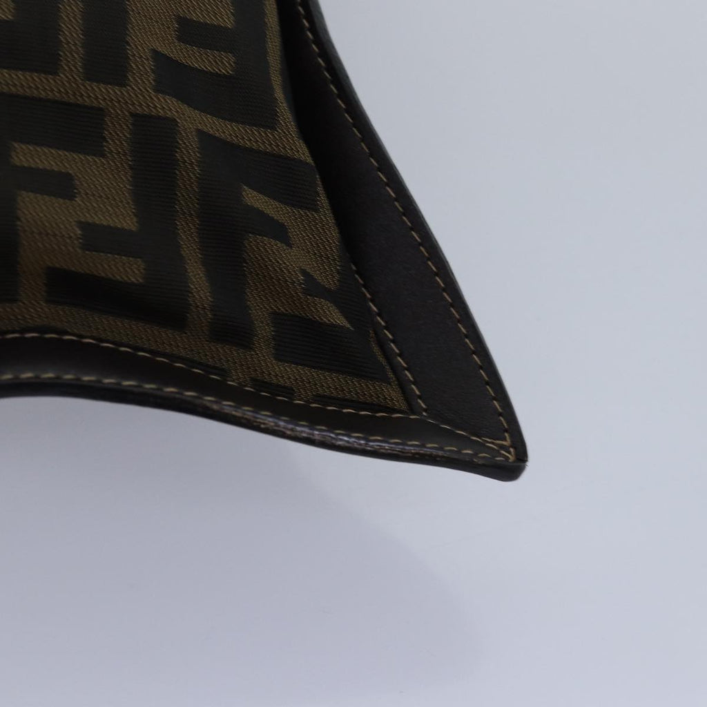 FENDI Zucca Canvas Clutch Bag Brown Black gold85411