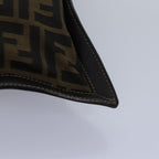 FENDI Zucca Canvas Clutch Bag Brown Black gold85411