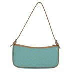 CELINE Macadam Canvas Shoulder Bag Turquoise Blue Silver Auth 85440