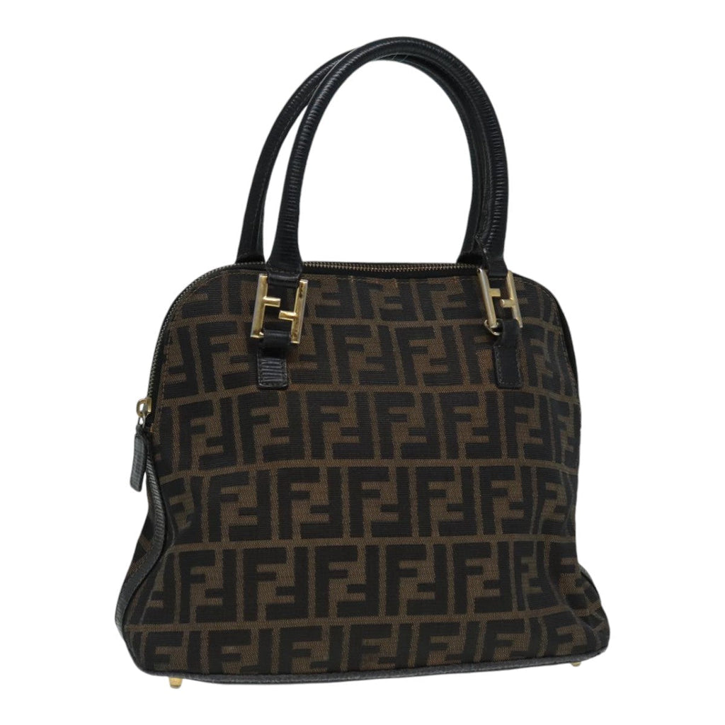 FENDI Zucca Canvas Hand Bag Brown Black gold85463