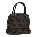 FENDI Zucca Canvas Hand Bag Brown Black gold85463