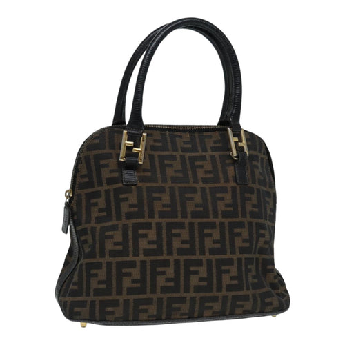 FENDI Zucca Canvas Hand Bag Brown Black gold85463
