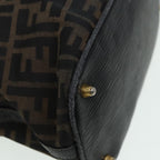 FENDI Zucca Canvas Hand Bag Brown Black gold85463