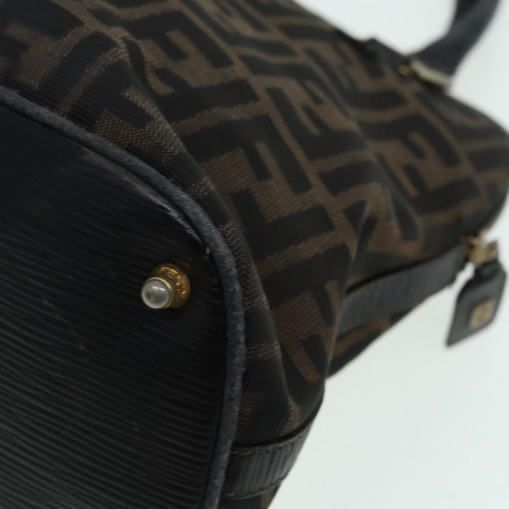 FENDI Zucca Canvas Hand Bag Brown Black gold85463