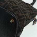 FENDI Zucca Canvas Hand Bag Brown Black gold85463