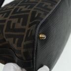 FENDI Zucca Canvas Hand Bag Brown Black gold85463