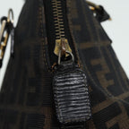FENDI Zucca Canvas Hand Bag Brown Black gold85463
