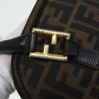 FENDI Zucca Canvas Hand Bag Brown Black gold85463
