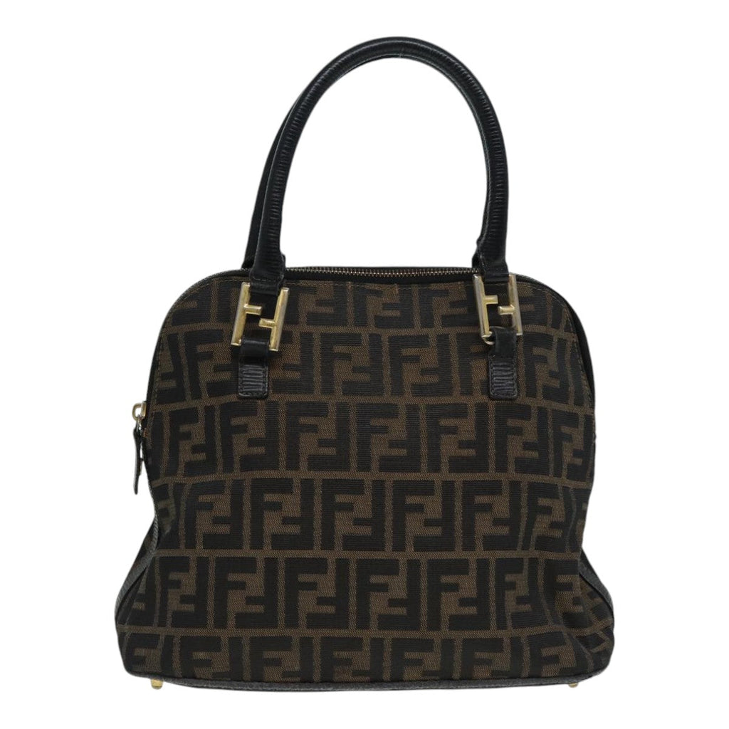 FENDI Zucca Canvas Hand Bag Brown Black gold85463