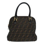 FENDI Zucca Canvas Hand Bag Brown Black gold85463