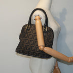 FENDI Zucca Canvas Hand Bag Brown Black gold85463