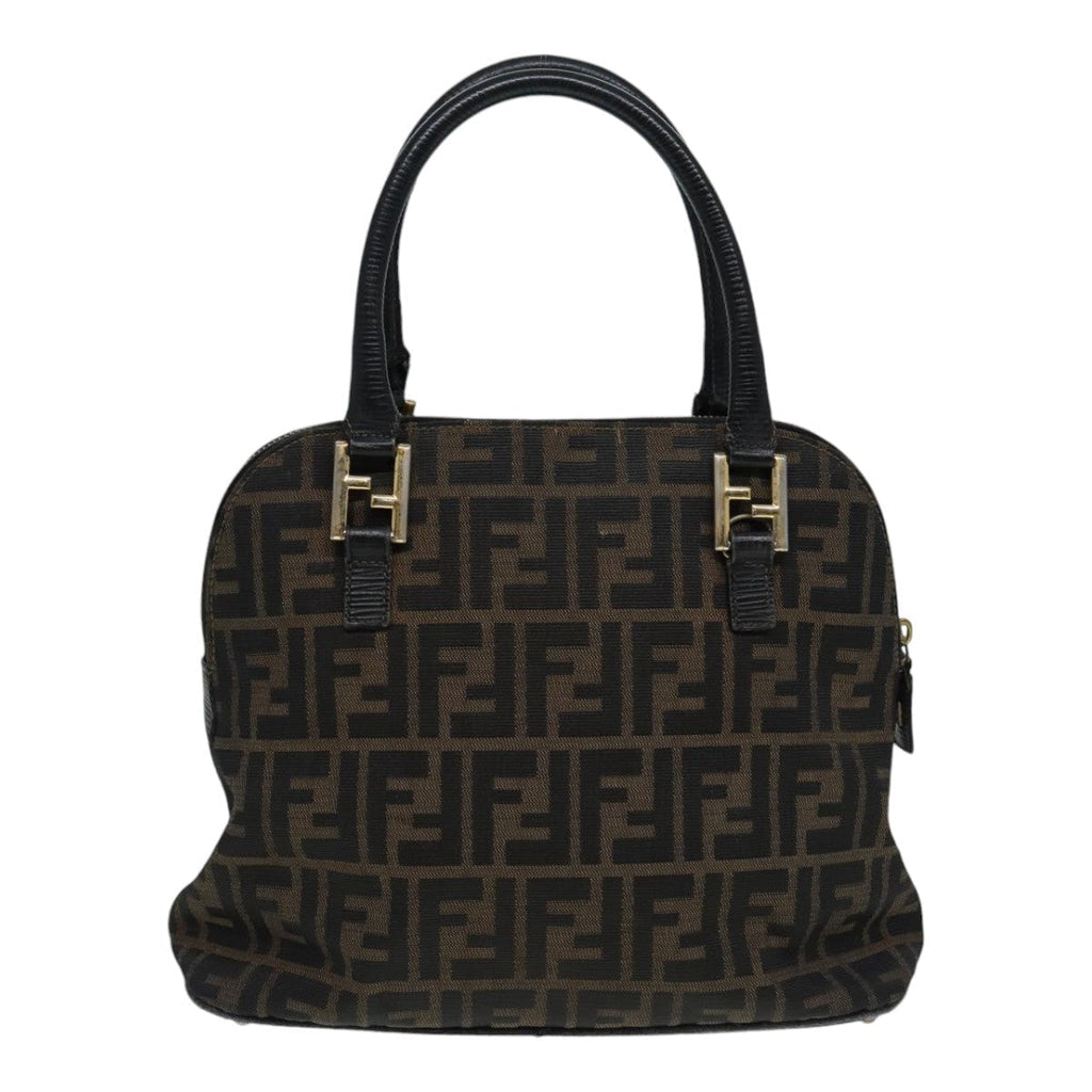 FENDI Zucca Canvas Hand Bag Brown Black gold85463