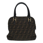 FENDI Zucca Canvas Hand Bag Brown Black gold85463