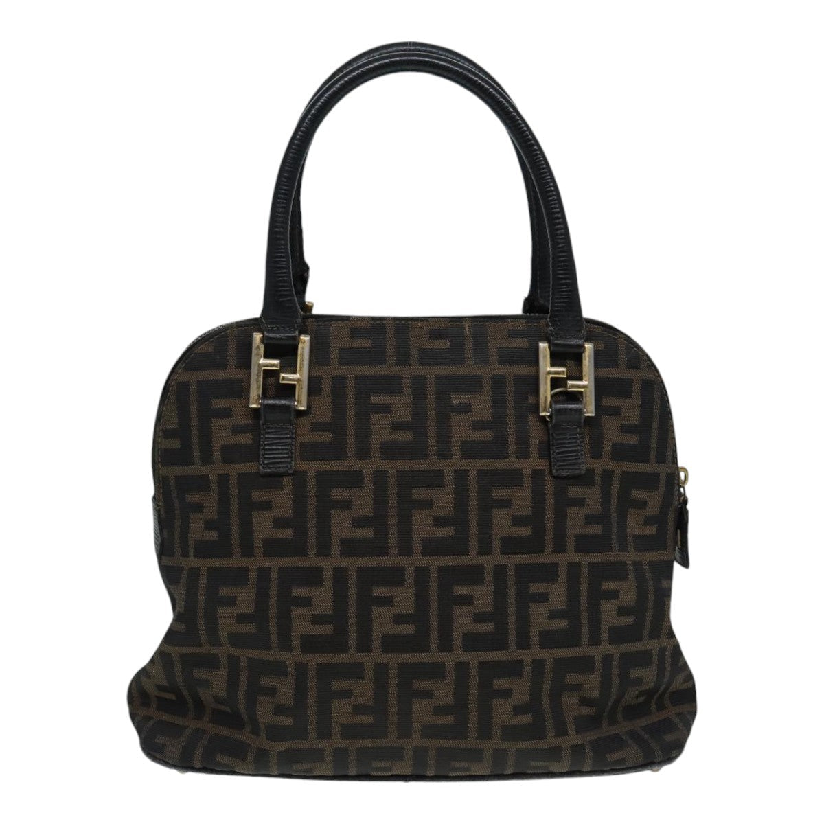FENDI Zucca Canvas Hand Bag Brown Black gold85463