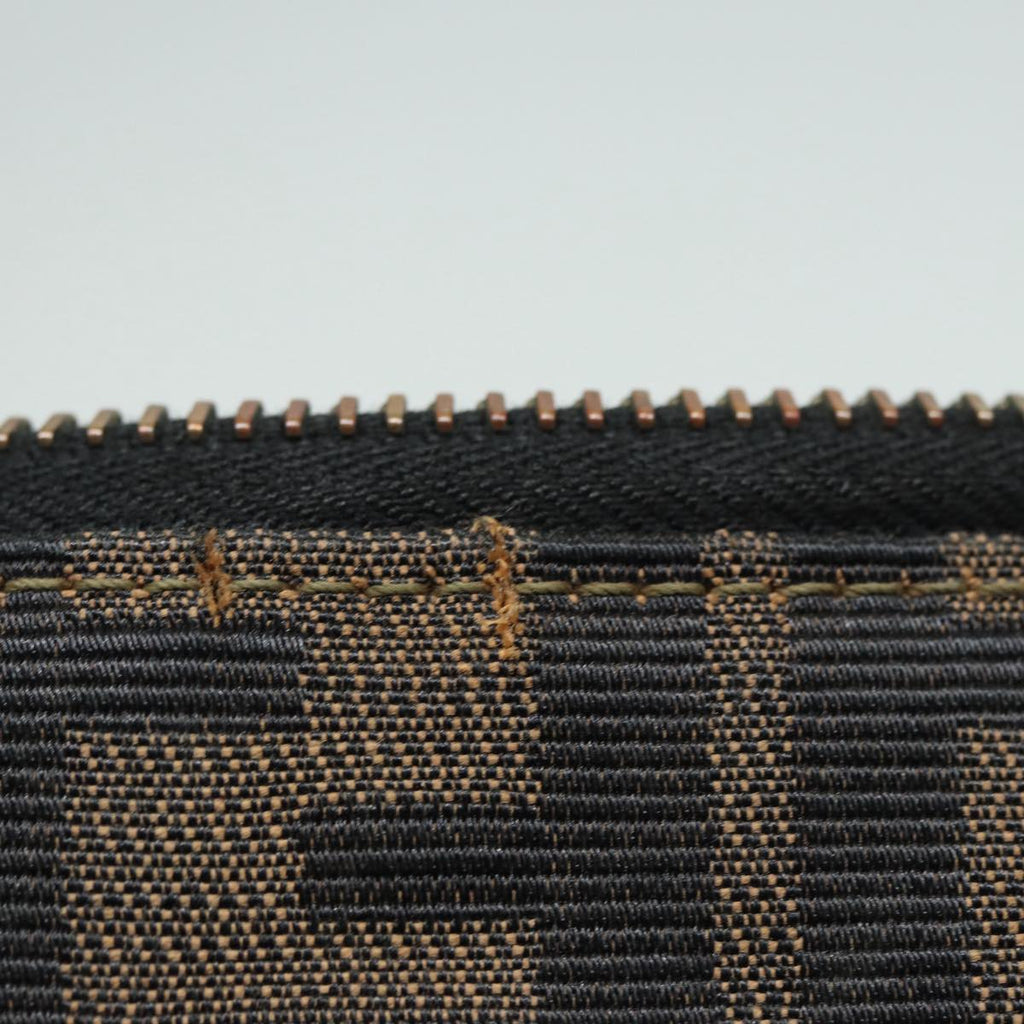 FENDI Zucca Canvas Hand Bag Brown Black gold85463